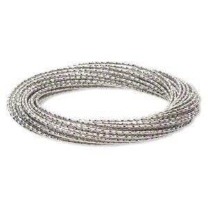 Womens Stainless Steel Silver Interlocking Bangle Bracelet